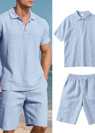 夏服 リネン カジュアル 通気性 半袖 ショートパンツ セットアップ