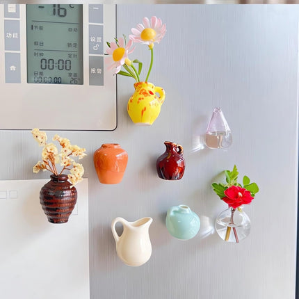 Mini Vase Refrigerator Magnets – 8 Pcs Decorative Set