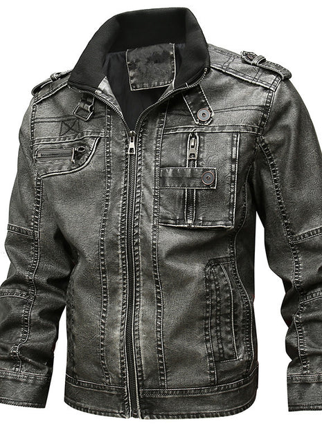 Chaqueta informal de piel sintética para moto