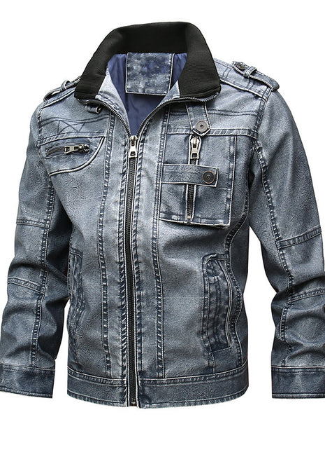 Chaqueta informal de piel sintética para moto