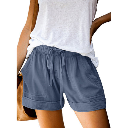 Wide Leg Loose High Waist Elastic Lace-up Shorts