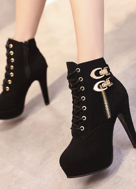 Zipper Ankle High Stiletto heels