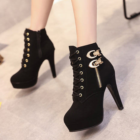 Zipper Ankle High Stiletto heels