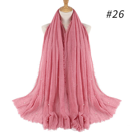 Cotton and linen crumpled monochrome scarf