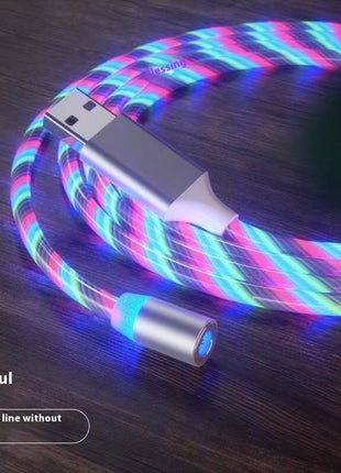 マグネット式2mケーブル マグネット急速充電 照明付きMicro USBケーブル LED