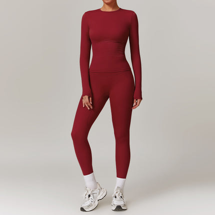 Tight-fitting Quick-drying Long Sleeve High Waist Leggings Set