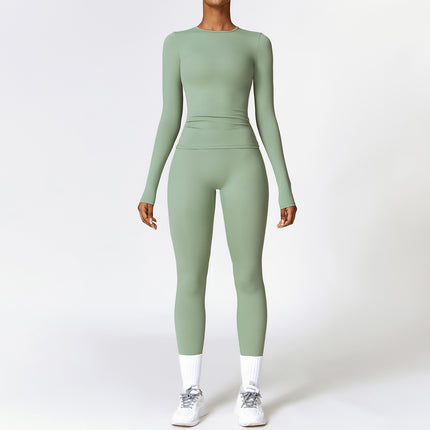 Tight-fitting Quick-drying Long Sleeve High Waist Leggings Set
