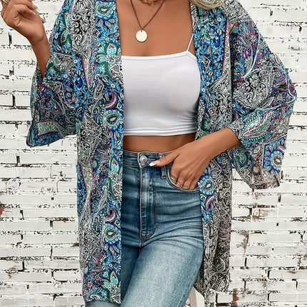 Ethnic Round Neck Shirt Bohemian Long Sleeve Shirt