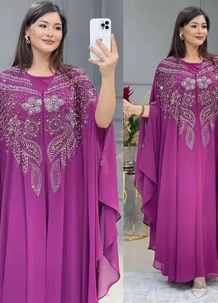 فستان سهرة طويل بنقشة الزهور