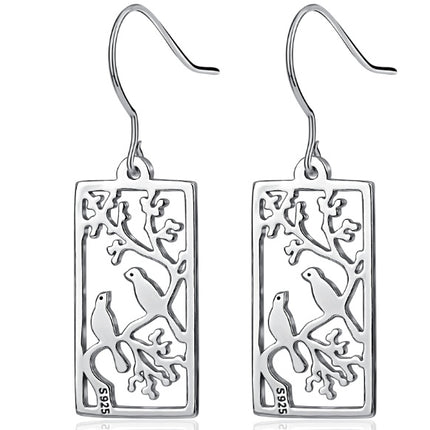 925 Silver Hollow Out Bird Earrings