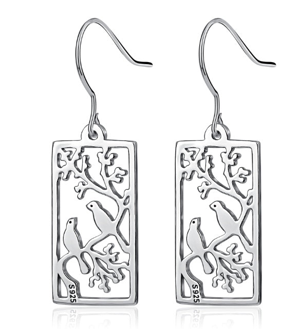 925 Silver Hollow Out Bird Earrings