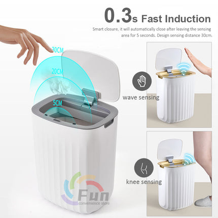 13L / 16L Smart Trash Can IPX5 Waterproof, Waved, Kick & Knee Induction with Lid