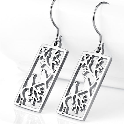 925 Silver Hollow Out Bird Earrings