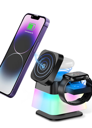 4 In 1 Rotatable Lighting Wireless Fast Charger Stand Station