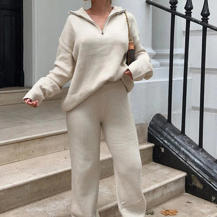 Lapel Blazer & Straight-Leg Pants Set