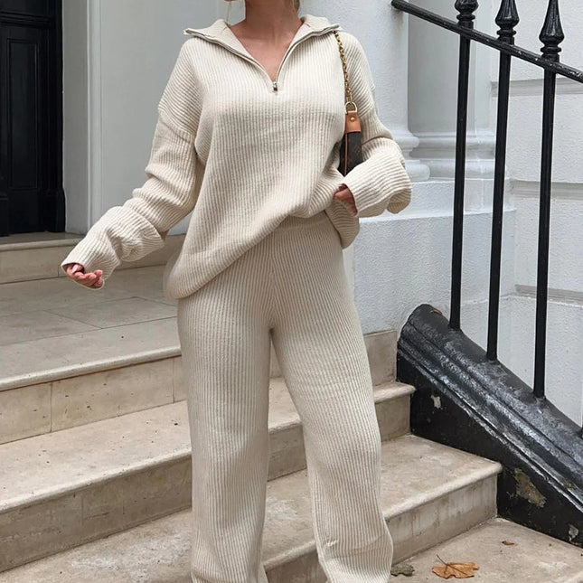 Lapel Blazer & Straight-Leg Pants Set