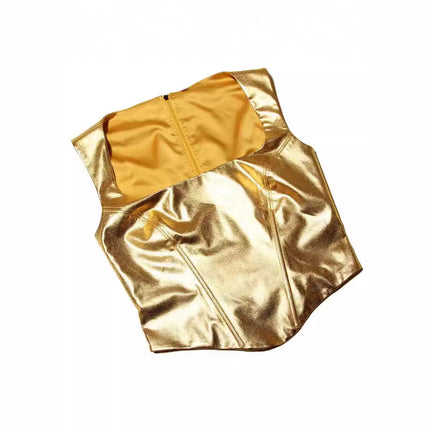 Gold -strap Slim Fishbone Short Top