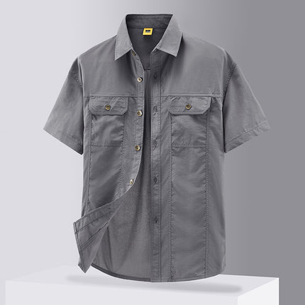 Casual Solid Color Workwear Shirt Men