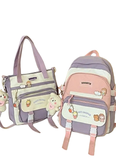 Korean Style Fashion Backpack Set | Large Capacity 2-Piece School & Handbag