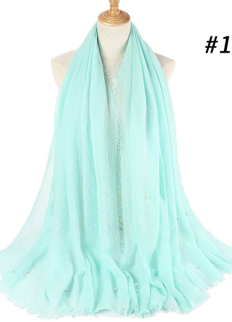 Cotton and linen crumpled monochrome scarf