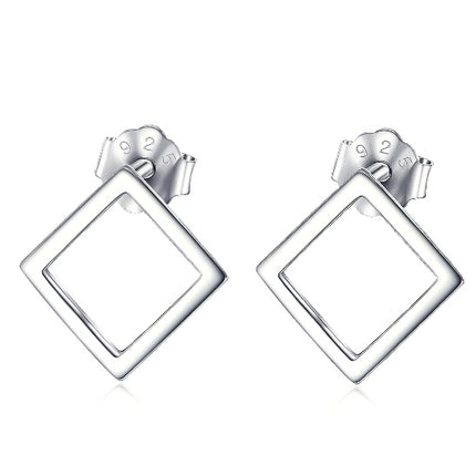 925 Sterling Silver Square Shape Earrings