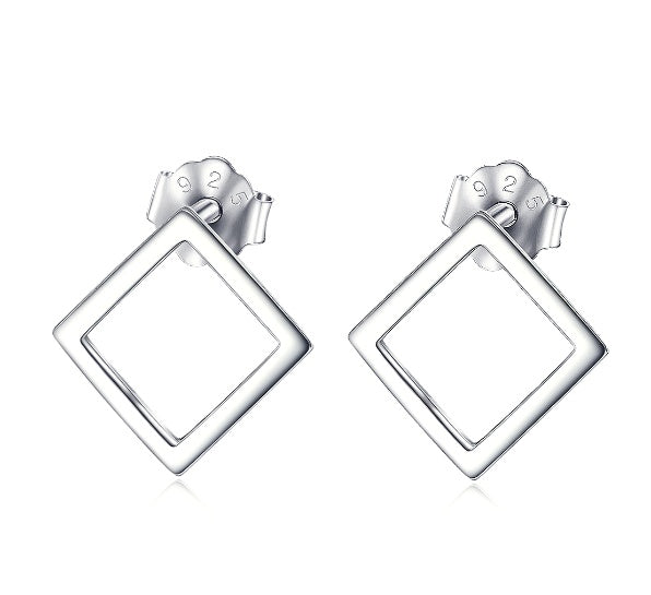 925 Sterling Silver Square Shape Earrings
