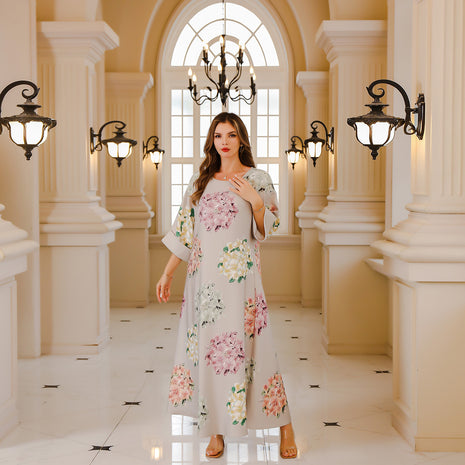 Vestido elegante con cuentas de flores