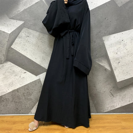 Solid Color Plus Size Lace-up Abaya