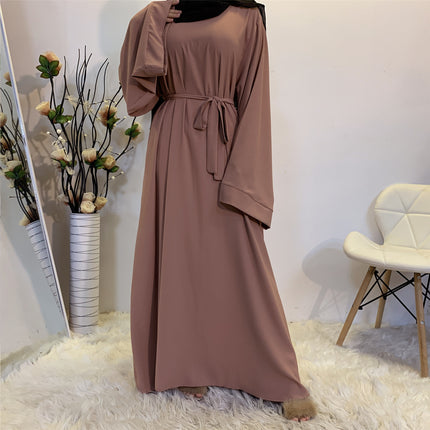 Solid Color Plus Size Lace-up Abaya