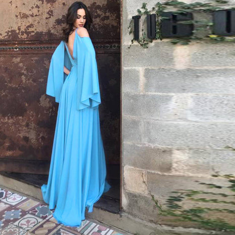 فستان سهرة أزرق سماوي