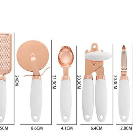 Copper Plated Set of 7 Kitchen Utensils