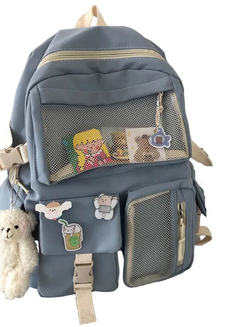Harajuku College Style Fashion Backpack | Water-Repellent Square Travel School Bag