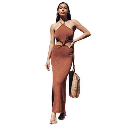 Knitted Halter Neck Strapless Dress