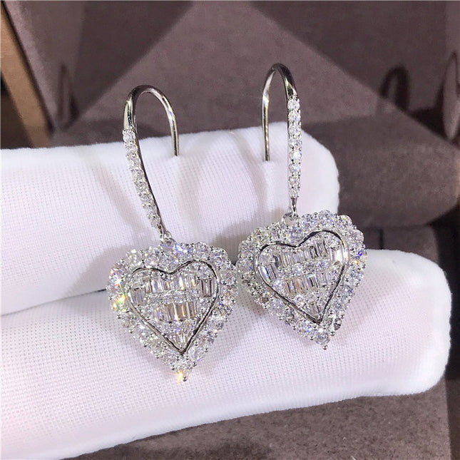 Huitan Cubic Zirconia Heart Earrings
