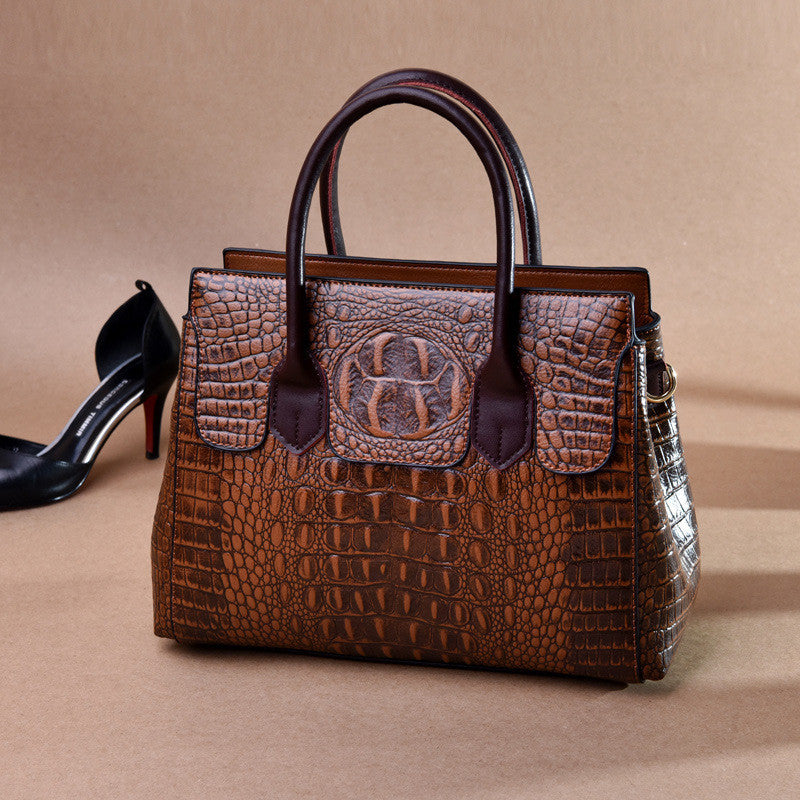 Crocodile Pattern Tote Shoulder Handbag