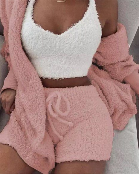 Conjunto de pijama suave y cálido de 3 piezas