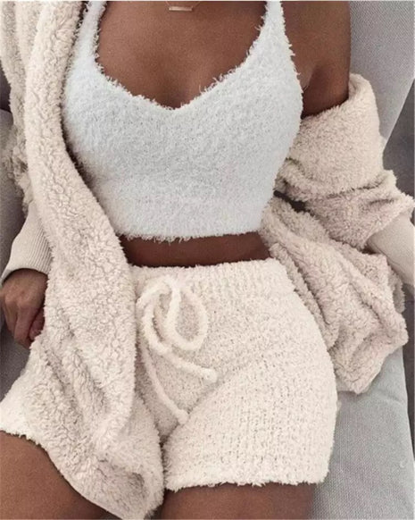 Conjunto de pijama suave y cálido de 3 piezas