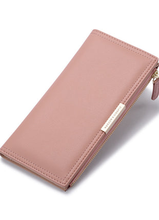 Cartera coreana larga con cremallera y múltiples ranuras para tarjetas