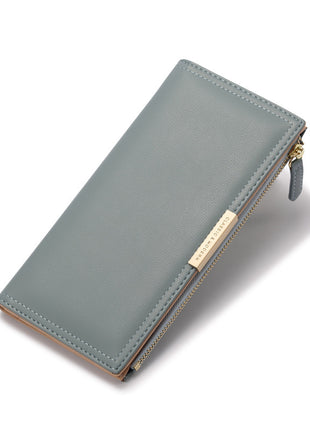 Cartera coreana larga con cremallera y múltiples ranuras para tarjetas