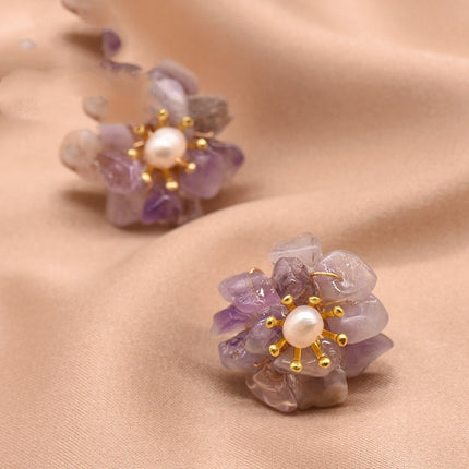 Natural Stone Pearl Flower Earrings