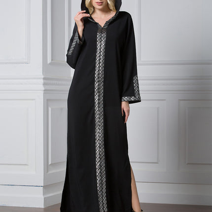 Side Slit Hooded Long Abaya
