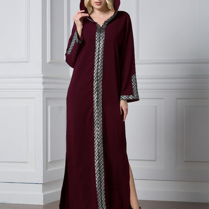 Side Slit Hooded Long Abaya