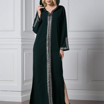 Side Slit Hooded Long Abaya