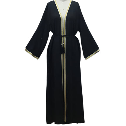 Long Ribbon Golden edge Light Abaya