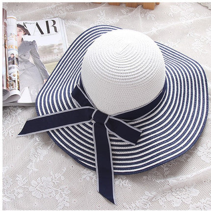 Korean Wind Black White Striped Bowknot Hat