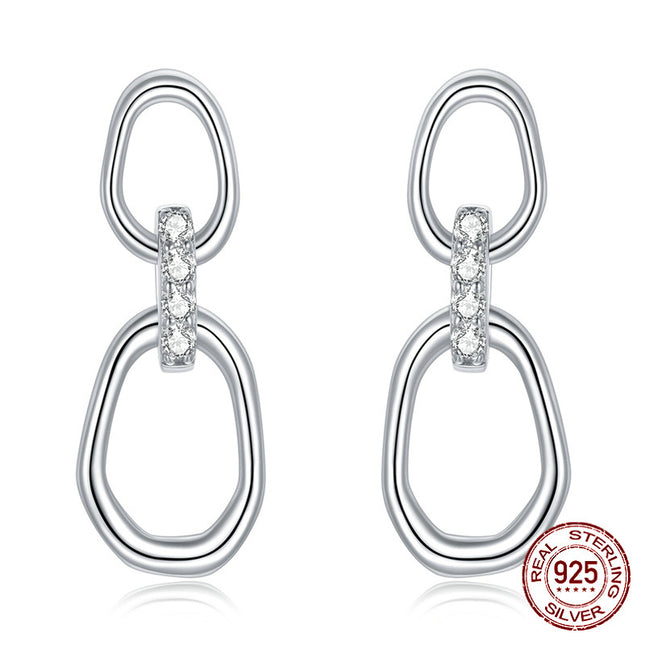 S925 Sterling Silver Double Buckle Earrings