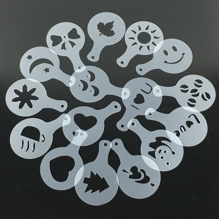 16 Pcs Plastic Garland Mold Fancy Coffee Model Thicken Coffee Milk Foam Spray Pattern Template
