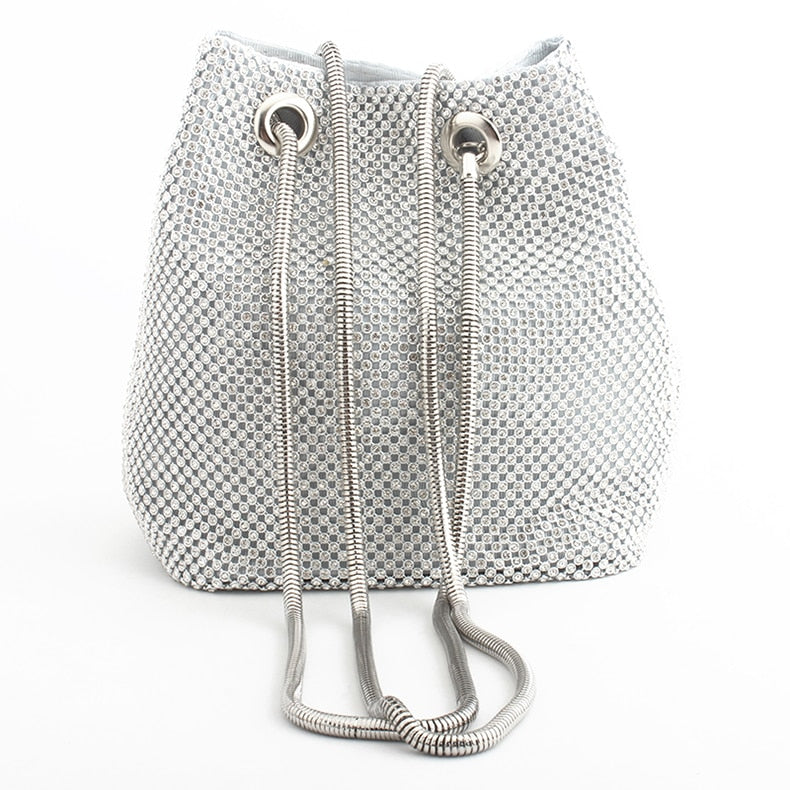 Crystal Diamond Clutch String Satin Crossbody Handbag