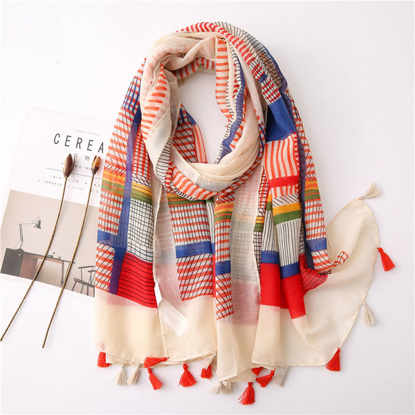 Japanese Style Artistic Cotton and Linen Scarf Bohemian Cashew