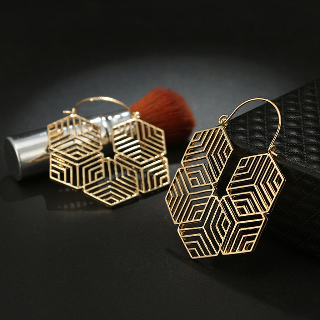Simple Wisps Rhombus Alloy Earrings